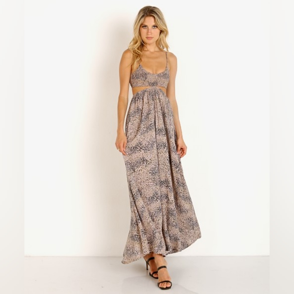 Indah Innocence Cut Out Leopard Maxi Dress